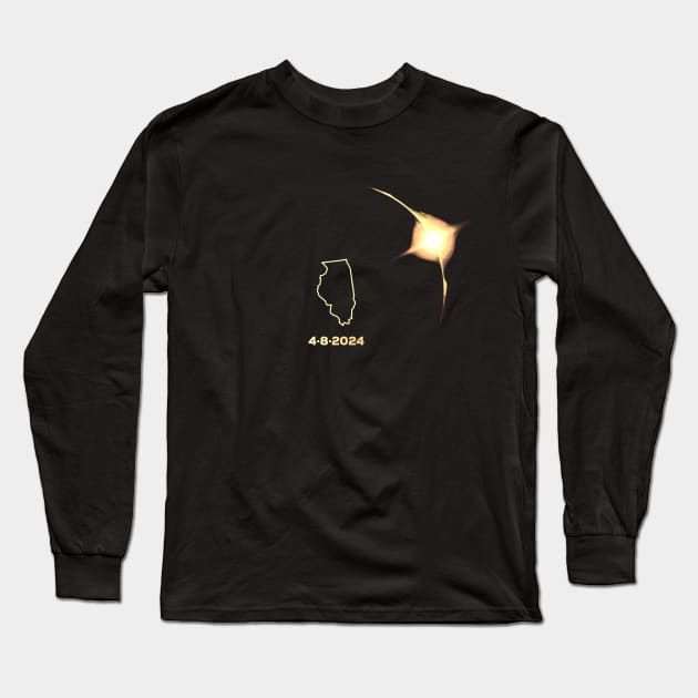 Solar Eclipse 2024 Illinois Long Sleeve T-Shirt by Ideal Action